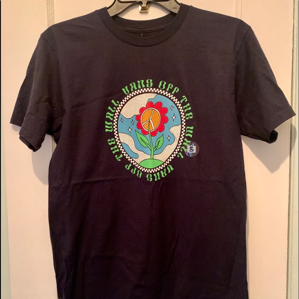 Vans OTW tshirt navy blue with design. Mens size small. NWT